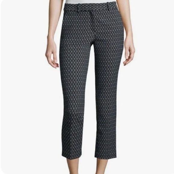 Theory Treeca 2 Dimensional Jacquard Slim Fit Cropped Trouser Pants Size 10 - Picture 15 of 15